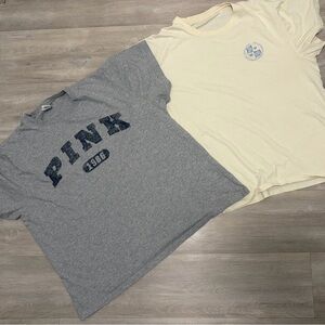 PINK Victoria's Secret Gray and Cream Women's Tees